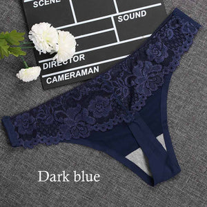 1PC Sexy Women G-string Thongs Lace Floral Sheer Low Waist Underwear Soft Lingerie Ice Silk Briefs Seamless Panties