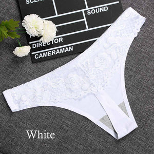 1PC Sexy Women G-string Thongs Lace Floral Sheer Low Waist Underwear Soft Lingerie Ice Silk Briefs Seamless Panties