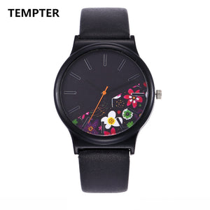 Black Flower Watch Women Watches Ladies 2017 Brand Luxury Famous Female Clock Quartz Watch Wrist Relogio Feminino Montre Femme