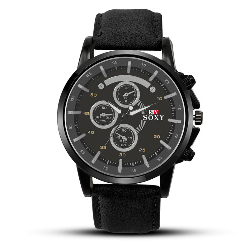 Pu Leather Watch Luxury Men Luminous Watches Analog Military Sports SOXY Watch Quartz Male Wristwatches Hour Relogio Masculino