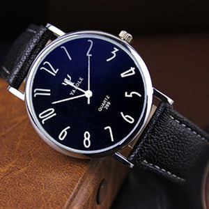 Yazole Quartz Watch Men Casual Business Leather Strap Watches Classic Ultra-thin Blue Glass Mens Quartz-watch Reloj Hombre