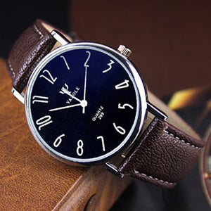 Yazole Quartz Watch Men Casual Business Leather Strap Watches Classic Ultra-thin Blue Glass Mens Quartz-watch Reloj Hombre