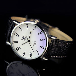 Yazole Quartz Watch Men Casual Business Leather Strap Watches Classic Ultra-thin Blue Glass Mens Quartz-watch Reloj Hombre