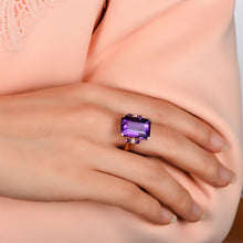 18KT/750 Rose Gold 12.5ct Natural Amethyst 0.14ct Round Cut Diamond Engagement Gemstone Ring Jewelry