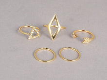 FREE GIVEAWAY - 5pcs crystal women knuckle rings set stacking gold geometry triangle arrow midi finger ring charm anelli