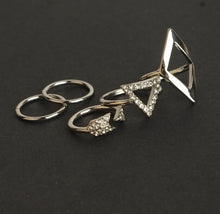 FREE GIVEAWAY - 5pcs crystal women knuckle rings set stacking gold geometry triangle arrow midi finger ring charm anelli