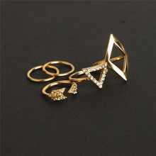 FREE GIVEAWAY - 5pcs crystal women knuckle rings set stacking gold geometry triangle arrow midi finger ring charm anelli