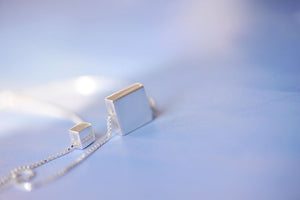 925 Sterling Silver Necklaces Square Block Double Silver Necklaces&Pendant Jewelry Collar Colar