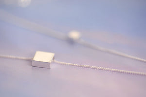 925 Sterling Silver Necklaces Square Block Double Silver Necklaces&Pendant Jewelry Collar Colar