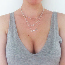 Silver Layered Necklace Set  Silver Bar Necklace Jewelry For Women Charm Necklace