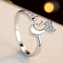 FREE GIVEAWAY - Delicate  Silver Tone Lovely Cat Shape Clear Crystal Inlaid Women Girl Opening Ring Party Jewelry