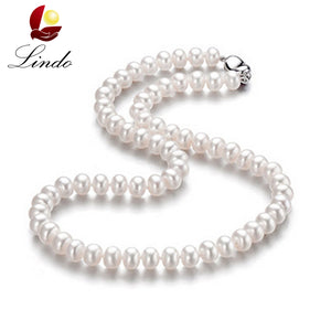 LINDO Amazing price AAAA high quality natural freshwater pearl necklace for women 3 colors 8-9mm pearl jewelry 45cm