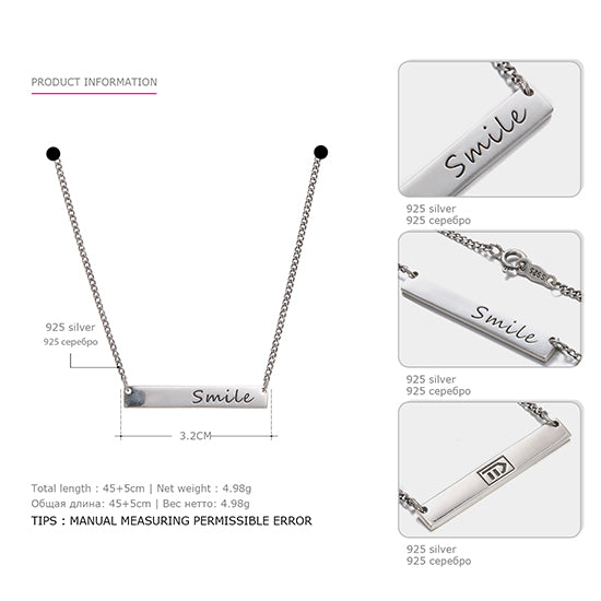 Tardoo Authentic 925 Sterling Silver Necklaces for Women Hot Sale Simle Font Symbol Joyful Necklaces  Fine Jewelry Free Shipping