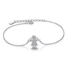Authentic 100% 925 Sterling Silver Link Chain Bracelet Cute Girls Charm Cubic Zirconia Micro Pave CZ Crystal  Bracelet Jewelry
