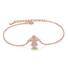 Authentic 100% 925 Sterling Silver Link Chain Bracelet Cute Girls Charm Cubic Zirconia Micro Pave CZ Crystal  Bracelet Jewelry