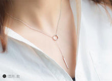 real. 925 Sterling Silver Open sQUARE Circle& Lucky Bar Pendant "Y" lariat necklace girl's gift Sterling-Silver-jewelry GTLX1208