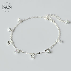 1pc 925 Sterling Silver jewelry Crystals CZ Round chain bracelet adjustable 7"INCH bohi LS136