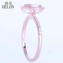 HELON Solid 10K Rose Gold 7x5mm Pear Prong Sharp claws 0.514ct Pink Morganite 0.2ct Diamond Engagement Wedding Fine Jewelry Ring