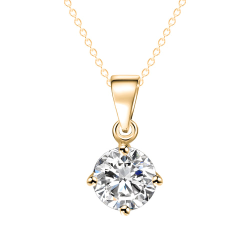 IF ME Simple Fashion Jewelry Silver and Gold Color Round Shape CZ Cubic Zirconia Pendant Necklace for Women Wedding Jewelry