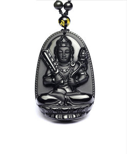 High Quality Unique Natural Black Obsidian Carved Buddha Lucky Amulet Pendant Necklace For Women Men pendants Jewelry