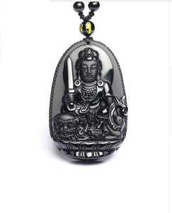 High Quality Unique Natural Black Obsidian Carved Buddha Lucky Amulet Pendant Necklace For Women Men pendants Jewelry