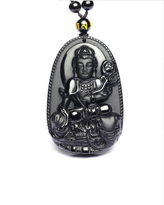 High Quality Unique Natural Black Obsidian Carved Buddha Lucky Amulet Pendant Necklace For Women Men pendants Jewelry