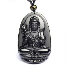 High Quality Unique Natural Black Obsidian Carved Buddha Lucky Amulet Pendant Necklace For Women Men pendants Jewelry