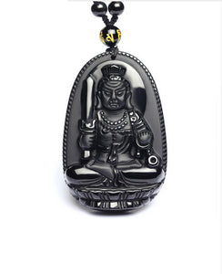 High Quality Unique Natural Black Obsidian Carved Buddha Lucky Amulet Pendant Necklace For Women Men pendants Jewelry