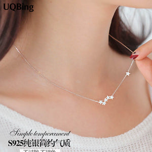 Drop Shipping 925 Sterling Silver Chain Necklaces Star Pendants&Necklaces Jewelry Collar Colar de Plata