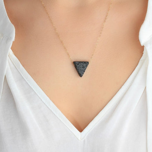 Black Natural Lava Stone Necklace Gold Silver - Layered Necklace Aromatherapy Essential Oil Diffuser Necklace