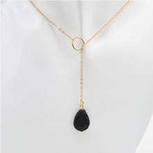 Black Natural Lava Stone Necklace Gold Silver - Layered Necklace Aromatherapy Essential Oil Diffuser Necklace