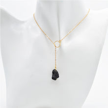 Black Natural Lava Stone Necklace Gold Silver - Layered Necklace Aromatherapy Essential Oil Diffuser Necklace