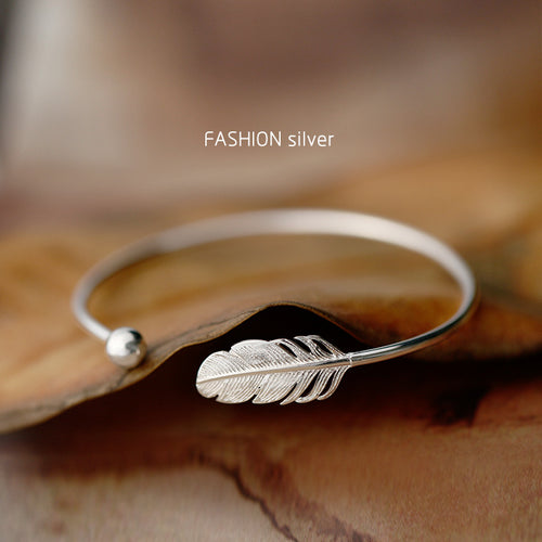 Silver Plated Feather Bracelets & Bangles New Fashion Bracelet for Women Jewelry