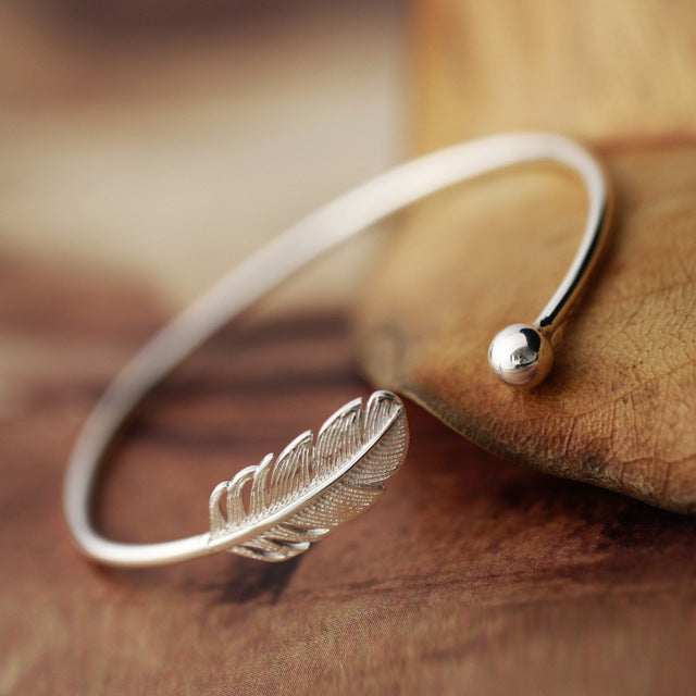 Silver Plated Feather Bracelets & Bangles New Fashion Bracelet for Women Jewelry