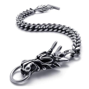 2017 Gothic Punk Titanium stainless steel jewelry Casting Classic fashion Men's Dragon Biker Bracelet  FREE SHIPPING