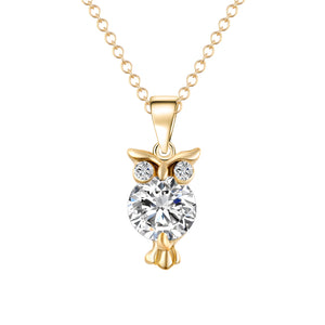 IF ME Fashion Gold Color Chain Necklace Crystal Zircon Lovely Animal Owl Pendants Silver Color Necklaces Jewelry For Women Gift