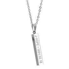 Hot BTS Members Name Date Cuboid Bar Pendant Necklace Fashion Jewelry Silver Titanium Chain Necklaces & Pendants for Fans
