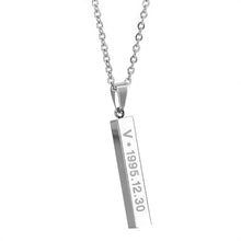 Hot BTS Members Name Date Cuboid Bar Pendant Necklace Fashion Jewelry Silver Titanium Chain Necklaces & Pendants for Fans