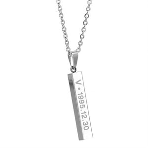 Hot BTS Members Name Date Cuboid Bar Pendant Necklace Fashion Jewelry Silver Titanium Chain Necklaces & Pendants for Fans