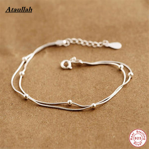 New 925 Sterling Silver Bracelets for Women One Direction Charm Bead Snake Chain Bracelet Fashion Jewelry Brand Ataullah BSW441