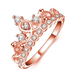 Exquisite Crown Shaped Ring Rose Gold Color CZ Rings for Women