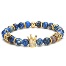 Mcllroy Bracelets Brand Trendy Imperial Crown Charm Men bracelets Natural Stone Beads Women Men Jewelry Pulseras Mujer CZ Paved