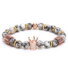 Mcllroy Bracelets Brand Trendy Imperial Crown Charm Men bracelets Natural Stone Beads Women Men Jewelry Pulseras Mujer CZ Paved