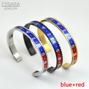 Hot Sale Ltalian Style New Fashion Jewelry 316L Stainless Steel Cuff Bracelet Speedometer Official Bracelet Men 12 Color (1pcs)