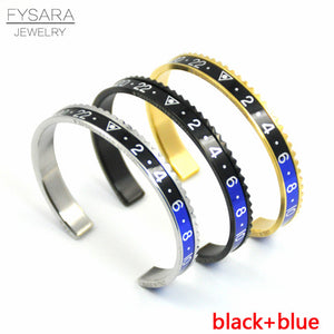 Hot Sale Ltalian Style New Fashion Jewelry 316L Stainless Steel Cuff Bracelet Speedometer Official Bracelet Men 12 Color (1pcs)