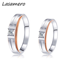 LASAMERO Rings for Men and Women 0.07CT Round Cut Natural Diamond Ring Couple Rings 18k  two tone Gold Engagement Wedding Ring