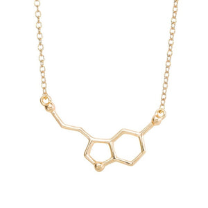 yiustar 2017 Serotonin Molecule Pendants Necklace For Women Chemistry Chokers Collar Elegant Simple Gold Silver Necklace XL012