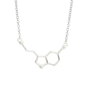 yiustar 2017 Serotonin Molecule Pendants Necklace For Women Chemistry Chokers Collar Elegant Simple Gold Silver Necklace XL012