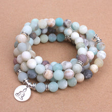 Fashion Women`s bracelet Matte Frosted Amazonite beads with Lotus OM Buddha Charm Yoga Bracelet 108 mala necklace dropshipping