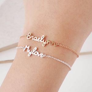 Personalized Custom Name Bracelet Charms Handmade Women Kids Jewelry Engraved Handwriting Signature Love Message Customized Gift